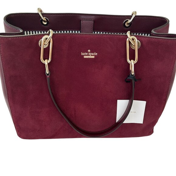 NWT Kate Spade New York Kellen Robson in Suede Deep Wine Handbag - Picture 1 of 16